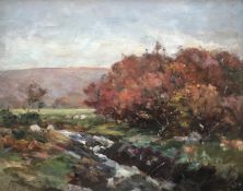 David Fulton RSW 1848-1930 Exhibited R.S.A, R.S.W oil painting Sheep in Autumn Landscape