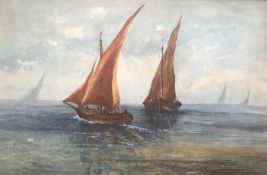 E C Pringle flourished 1880’s-1890’s Large Watercolour French shipping