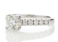 18ct White Gold Single Stone Diamond Ring With Stone Set Shoulders (1.02) 1.32
