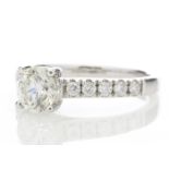 18ct White Gold Single Stone Diamond Ring With Stone Set Shoulders (1.02) 1.32