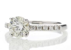 18ct White Gold Single Stone With Stone Set Shoulders Diamond Ring (1.25) 1.45