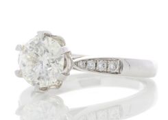 18ct White Gold Single Stone Diamond Ring With Stone Set Shoulders (1.50) 1.61