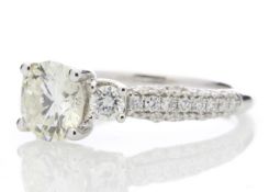 18ct White Gold Single Stone Claw Set With Stone Set Shoulders Diamond Ring (1.40) 2.07
