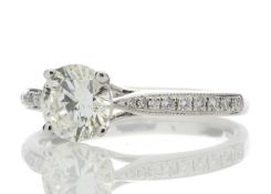 18ct White Gold Single Stone Diamond Ring With Stone Set Shoulders (1.02) 1.15