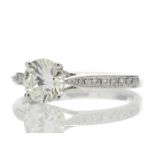 18ct White Gold Single Stone Diamond Ring With Stone Set Shoulders (1.02) 1.15