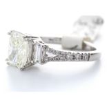 18ct White Gold Single Stone Radiant Cut Claw Set With Stone Set Shoulders Diamond Ring 2.76 (2.01)