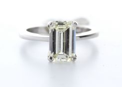 18ct White Gold Single Stone Emerald Cut Diamond Ring 2.01