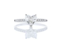 18ct White Gold Single Stone Heart Cut With Stone Set Shoulders Diamond Ring (1.00) 1.17