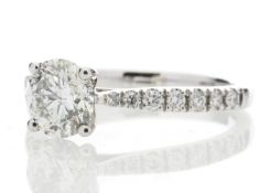 18ct White Gold Single Stone diamond Ring With Stone Set Shoulders (1.07) 1.30