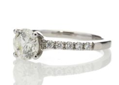 18ct White Gold Single Stone Diamond Ring With Stone Set Shoulders (1.07) 1.25