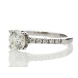 18ct White Gold Single Stone Diamond Ring With Stone Set Shoulders (1.07) 1.25