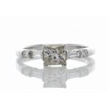 18ct White Gold Single Stone Princess Cut Diamond Ring With Set Shoulders (0.72) 0.96