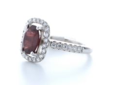 18ct White Gold Single Stone With Halo Setting Garnet And Diamond Ring 2.12