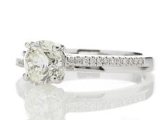 18ct White Gold Single Stone Claw Set With Stone Set Shoulders Diamond Ring (1.01) 1.11