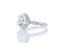 18ct White Gold Single Stone With Halo Setting Ring 2.85 Centre Stone