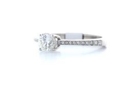 18ct White Gold Single Stone Claw Set With Stone Set Shoulders Diamond Ring 0.54 (0.14)