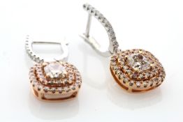 18ct Rose Gold Single Stone In Double Halo Setting Diamond Earring 1.68