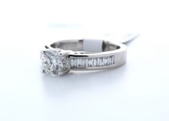 18ct White Gold Single Stone Claw Set With Stone Set Shoulders Diamond Ring 1.01 (0.41)