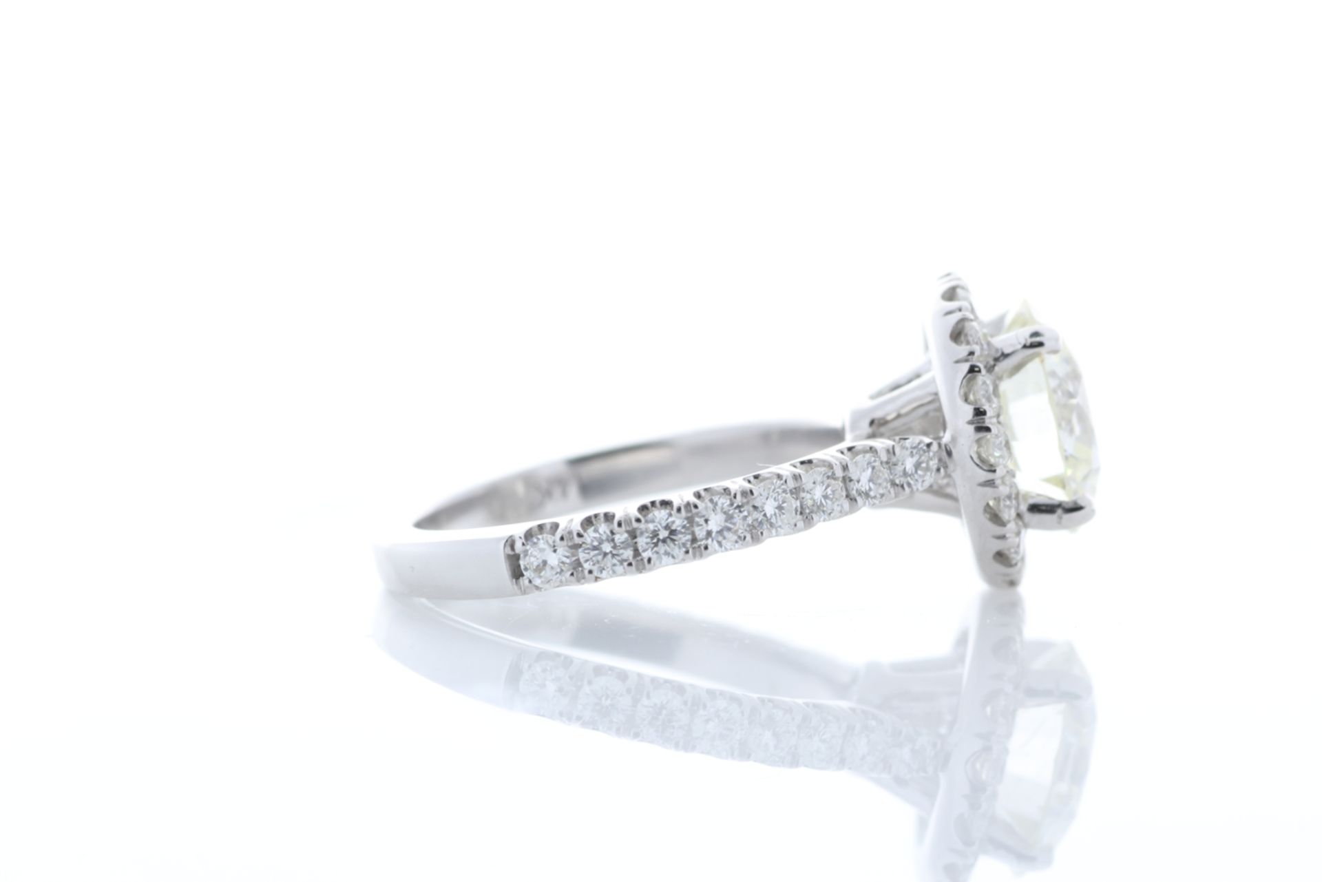 18ct White Gold Single Stone With Halo Setting Ring 2.85 Centre Stone - Image 6 of 9