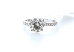 18ct White Gold Single Stone Claw Set With Stone Set Shoulders Diamond Ring 1.74