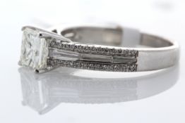 18ct White Gold Single Stone Claw Set Princess Cut With Stone Set Shoulders Diamond Ring 1.00 (1.35)