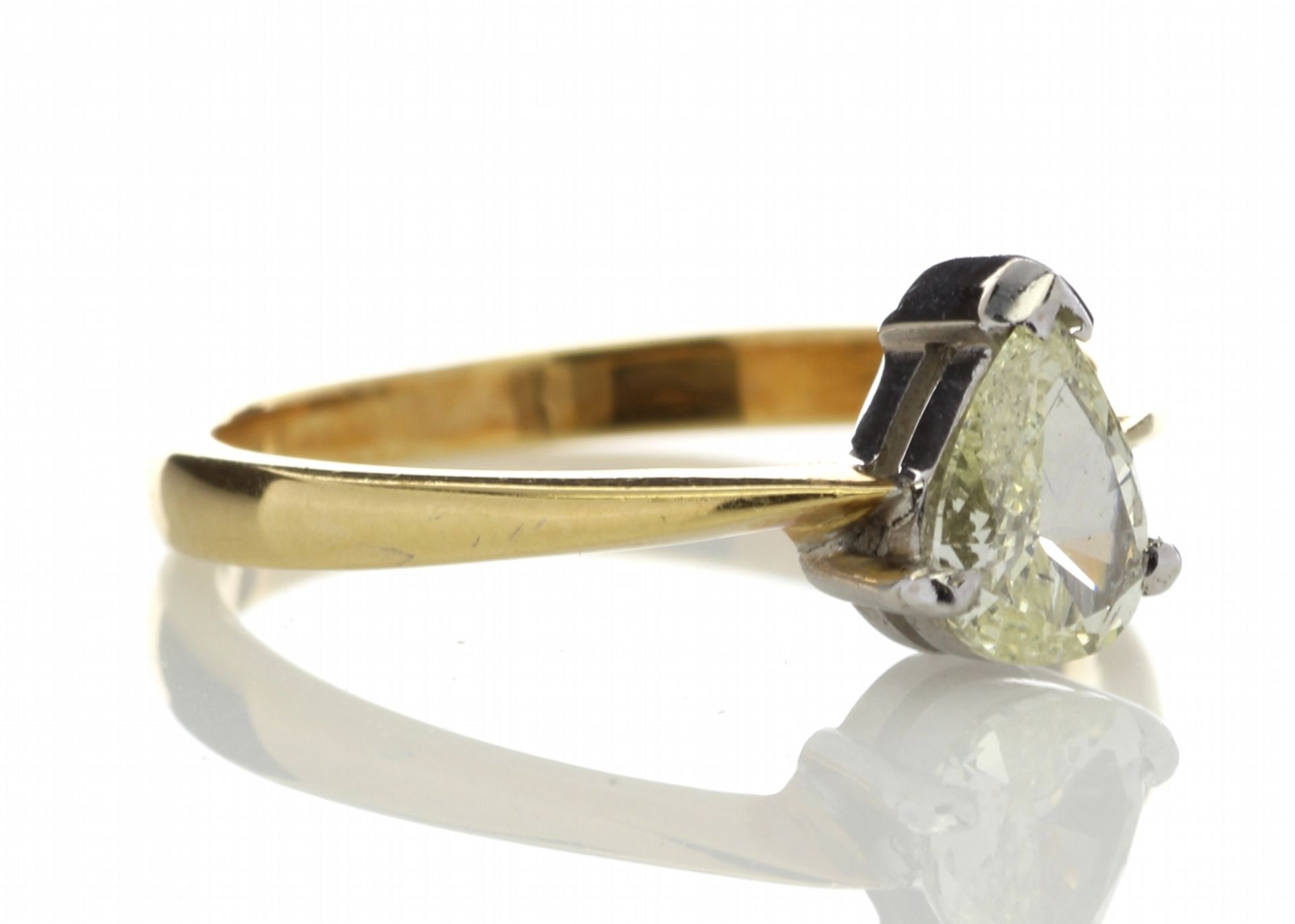 18ct Single Stone NATURAL FANCY LIGHT YELLOW Pear Shape Diamond Ring 0.50 - Image 3 of 4