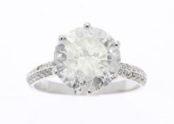 18ct White Gold Single Stone Claw Set With Stone Set Shoulders Diamond Ring 4.12