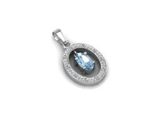 9ct White Gold Diamond And Blue Topaz Pendant 0.03