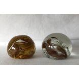 Pair of Colourful Whitefriars Art Glass Paperweights of Similar Shape & Size