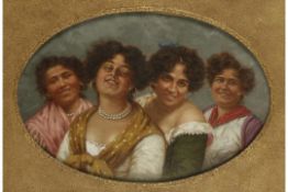 Late Victorian Gallery Painting of Gypsy Girls