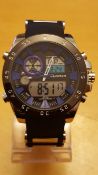 BRAND NEW QUAMER GENTS DIGITAL WATCH, 637, DUAL TIME ZONE, ALARM, STOP WATCH, COMPLETE WITH GIFT