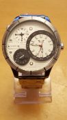 BRAND NEW SOFTECH GENTS DUAL TIME WATCH, 674, COMPLETE WITH GIFT POUCH