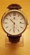 BRAND NEW ENZO GIOMANI GENTS LEATHER STRAP WATCH, 648, DATE DISPLAY, COMPLETE WITH GIFT BOX AND 5
