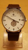 BRAND NEW ENZO GIOMANI GENTS LEATHER STRAP WATCH, 651, DATE DISPLAY, COMPLETE WITH GIFT BOX AND 5