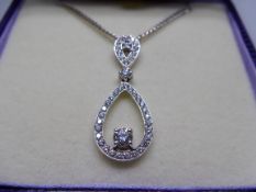 18 CT Diamond set Double Drop Pendant