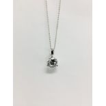 1.01ct diamond solitaire pendant. I colour, si3 clarity. Set in a platinum 4 claw mount with a split