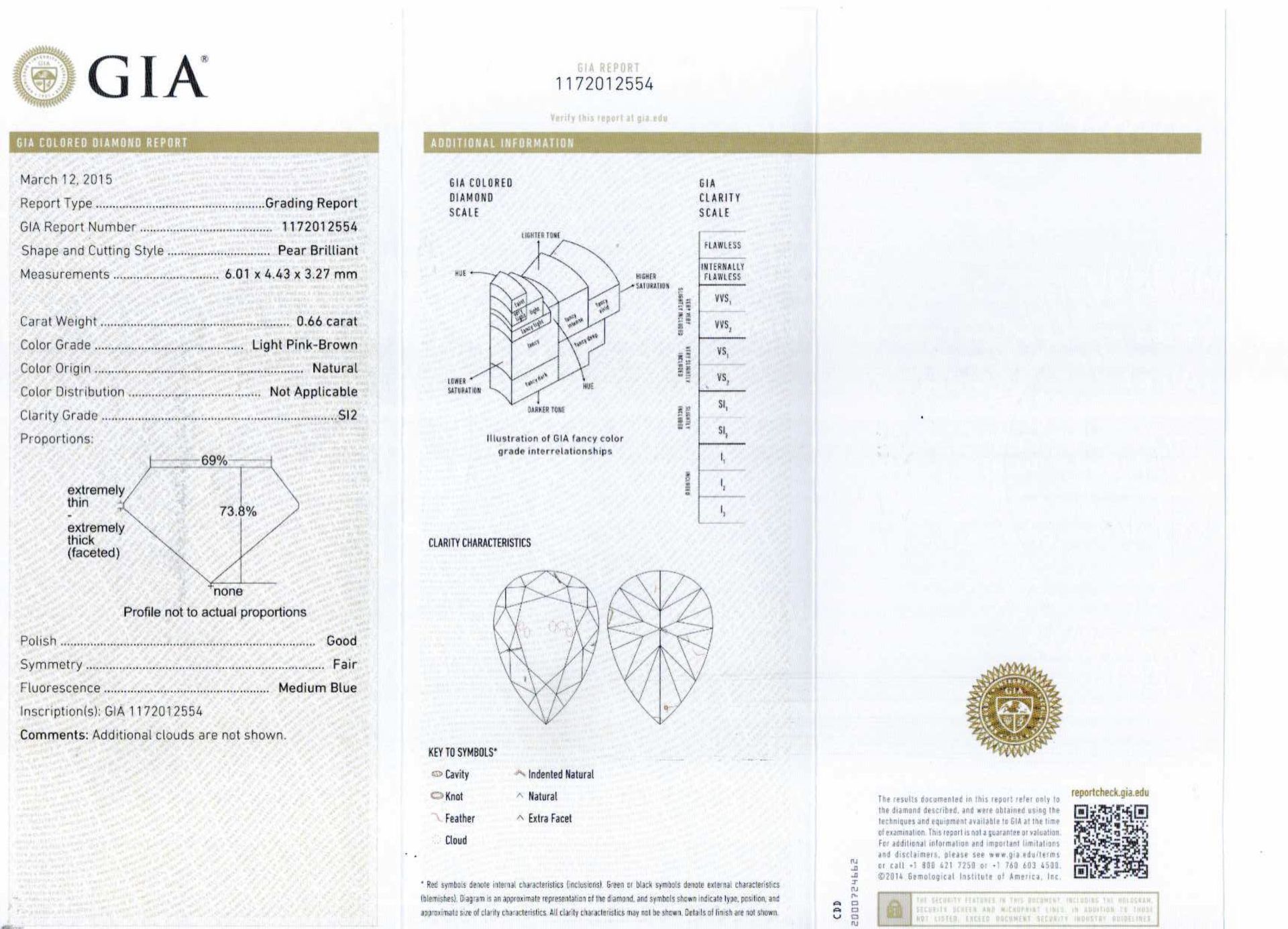 An unmounted Pear-shaped diamond weighing app. 0.66ct. - Image 2 of 2