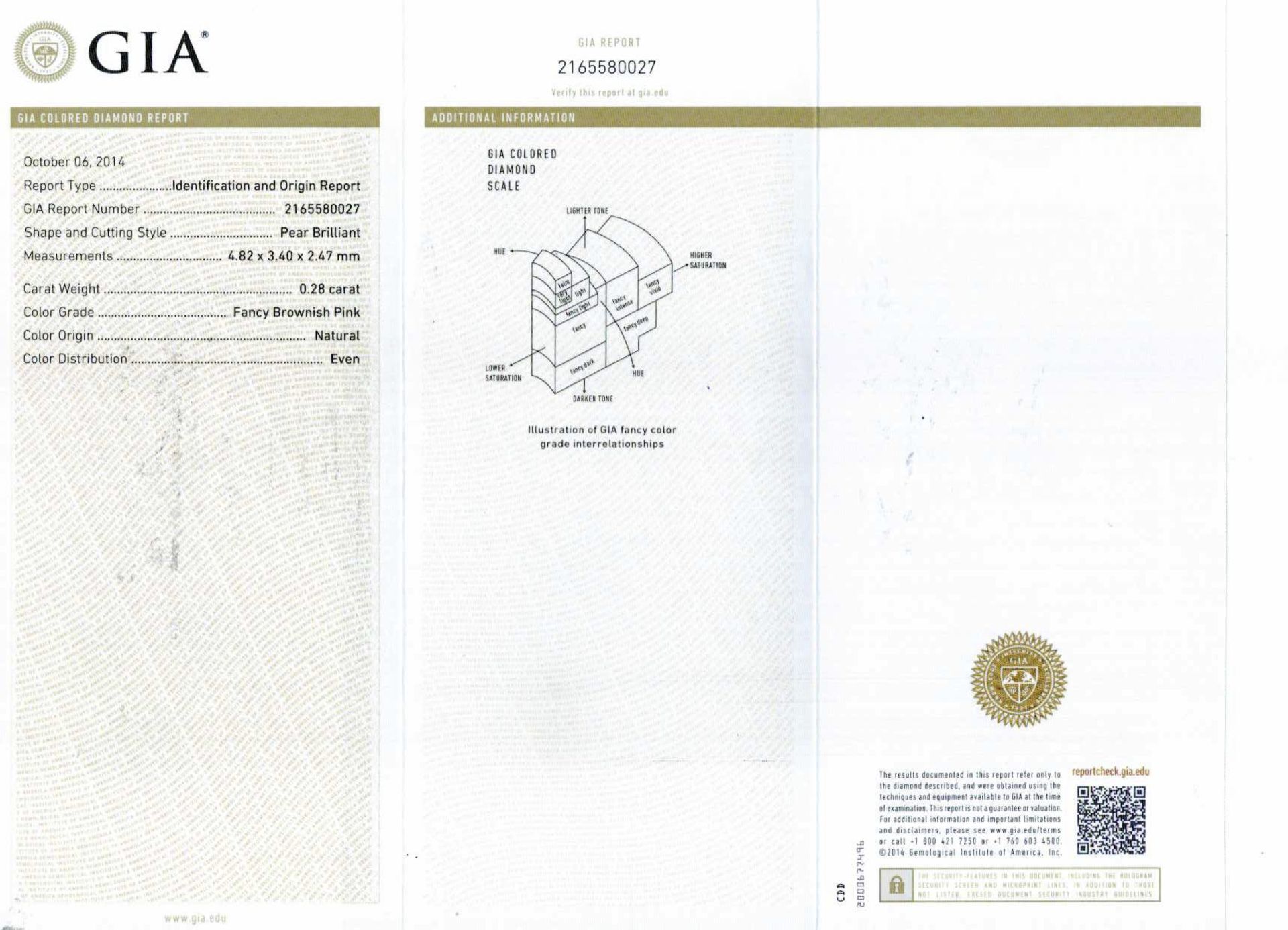 An unmounted Pear-shaped diamond weighing app. 0.28ct. - Image 2 of 2