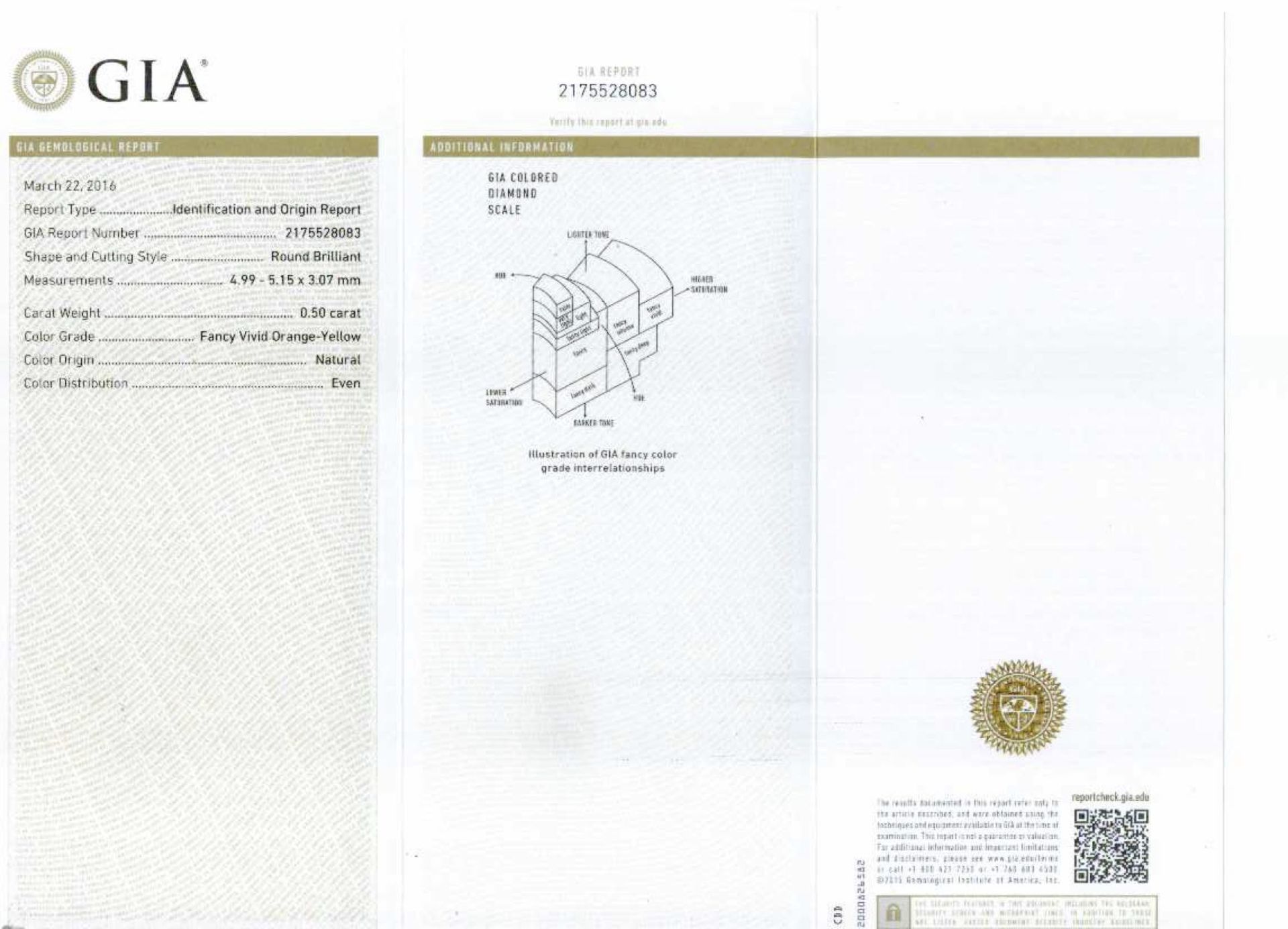 An unmounted Round-shaped diamond weighing app. 0.5ct. - Image 2 of 2