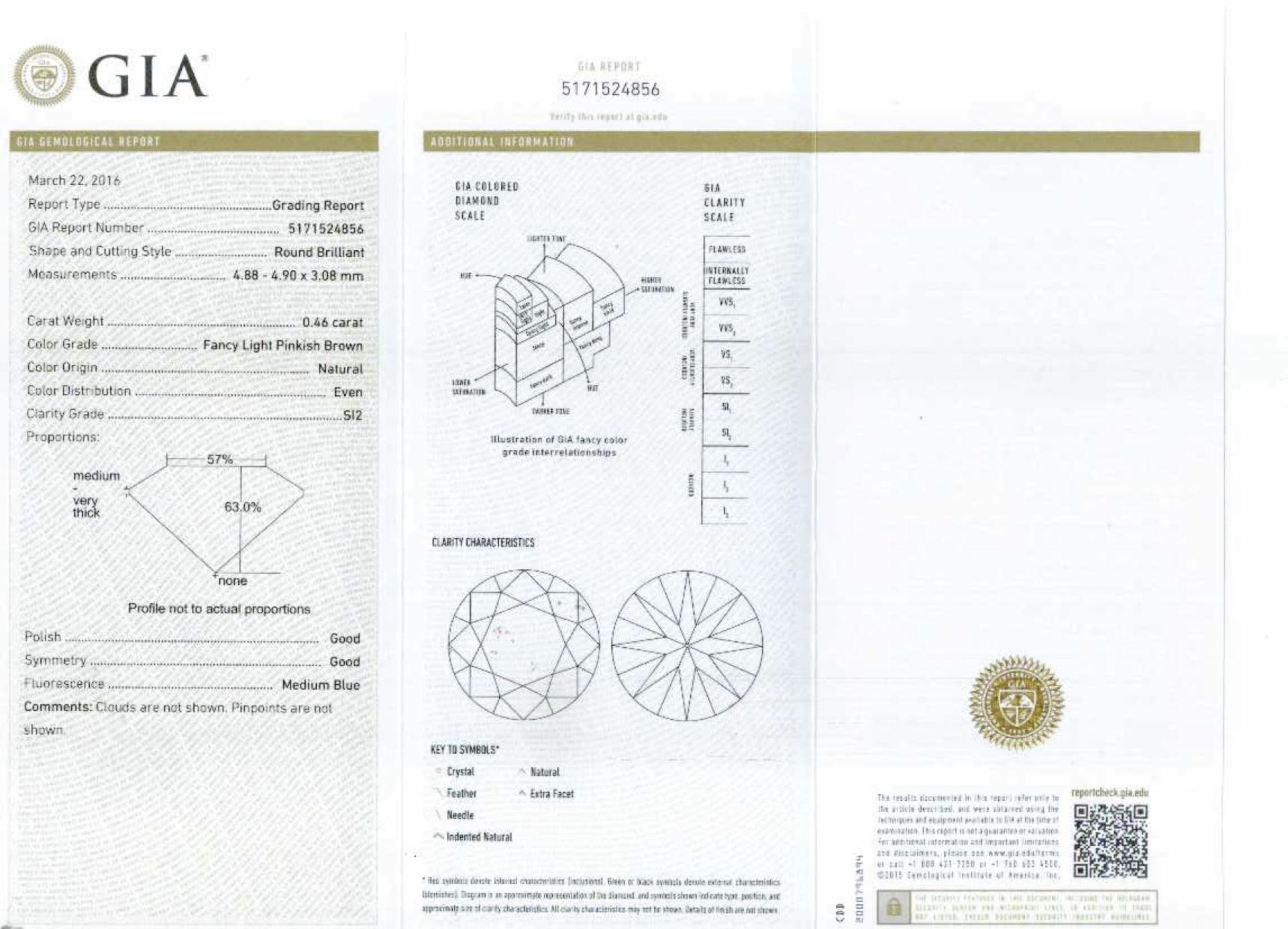 An unmounted Round-shaped diamond weighing app. 0.46ct. - Image 2 of 2