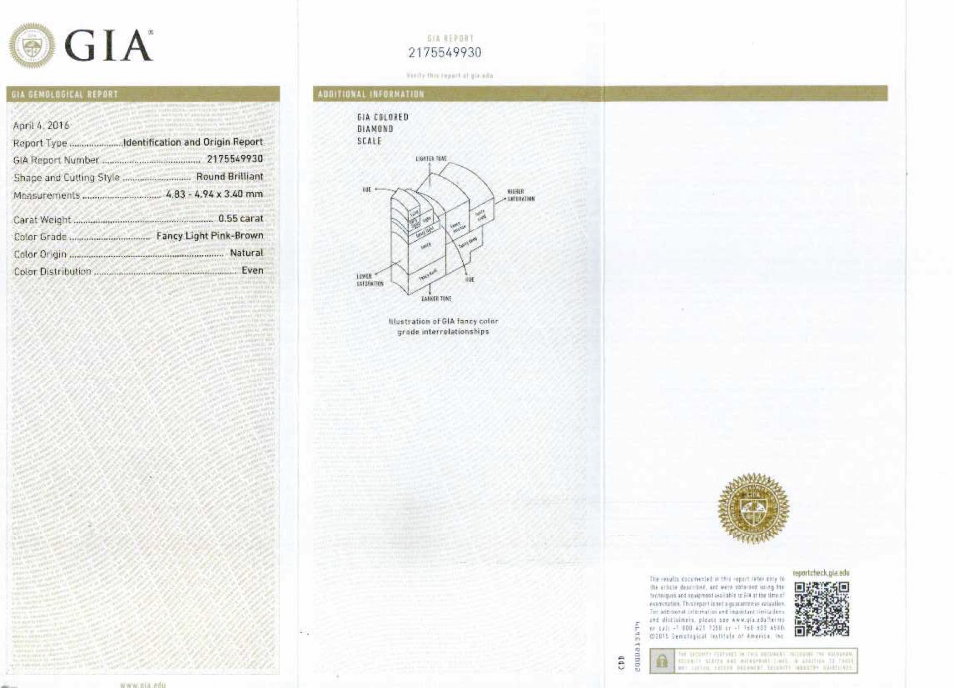 An unmounted Round-shaped diamond weighing app. 0.55ct. - Image 2 of 2