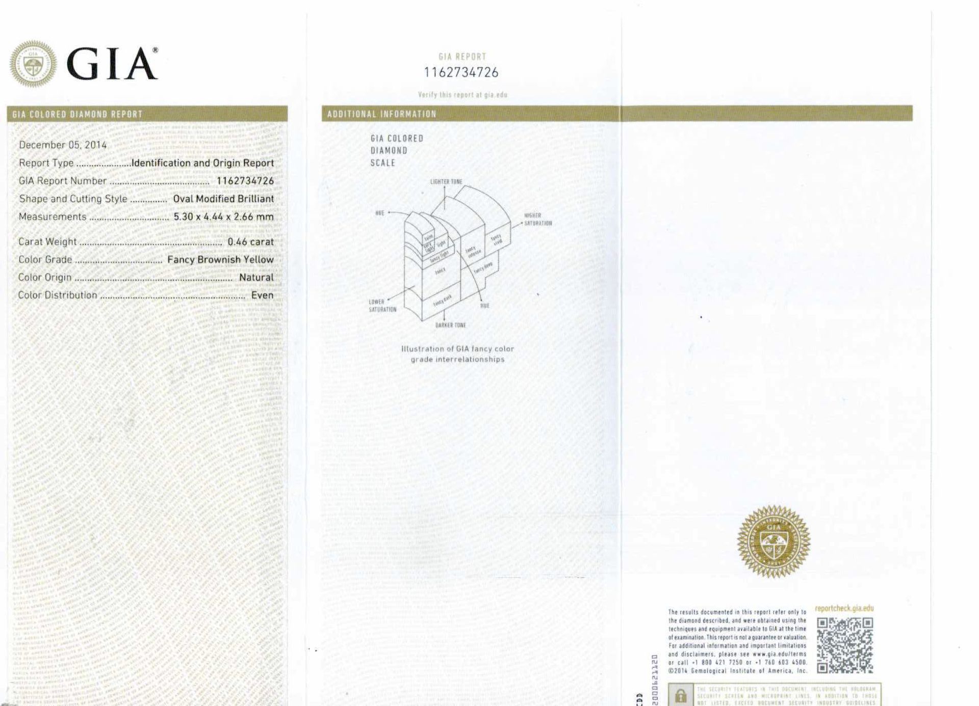 An unmounted Oval-shaped diamond weighing app. 0.46ct - Image 2 of 2