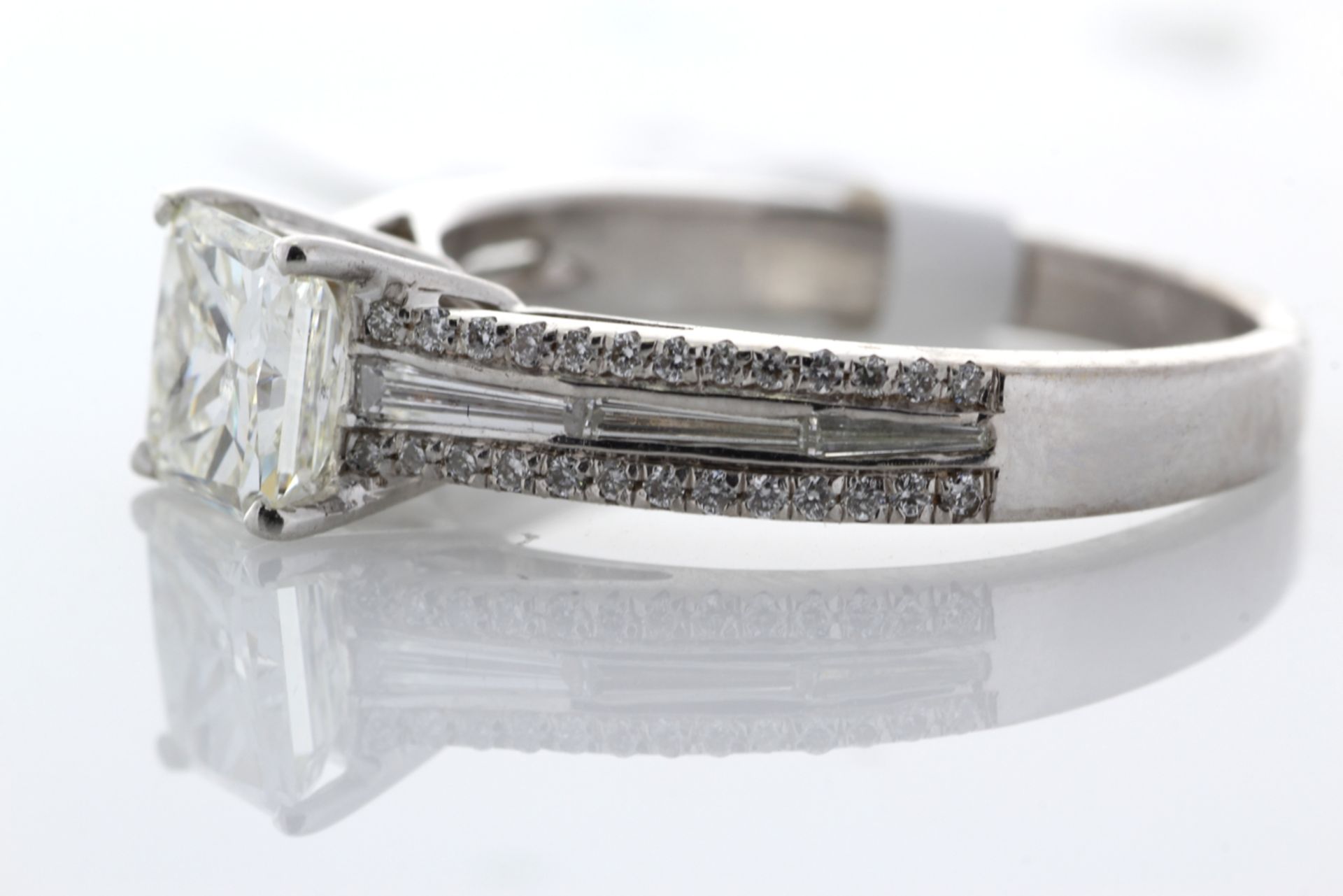 18k White Gold Single Stone Claw Set Princess Cut With Stone Set Shoulders Diamond Ring 1.00(1.35) - Image 2 of 3