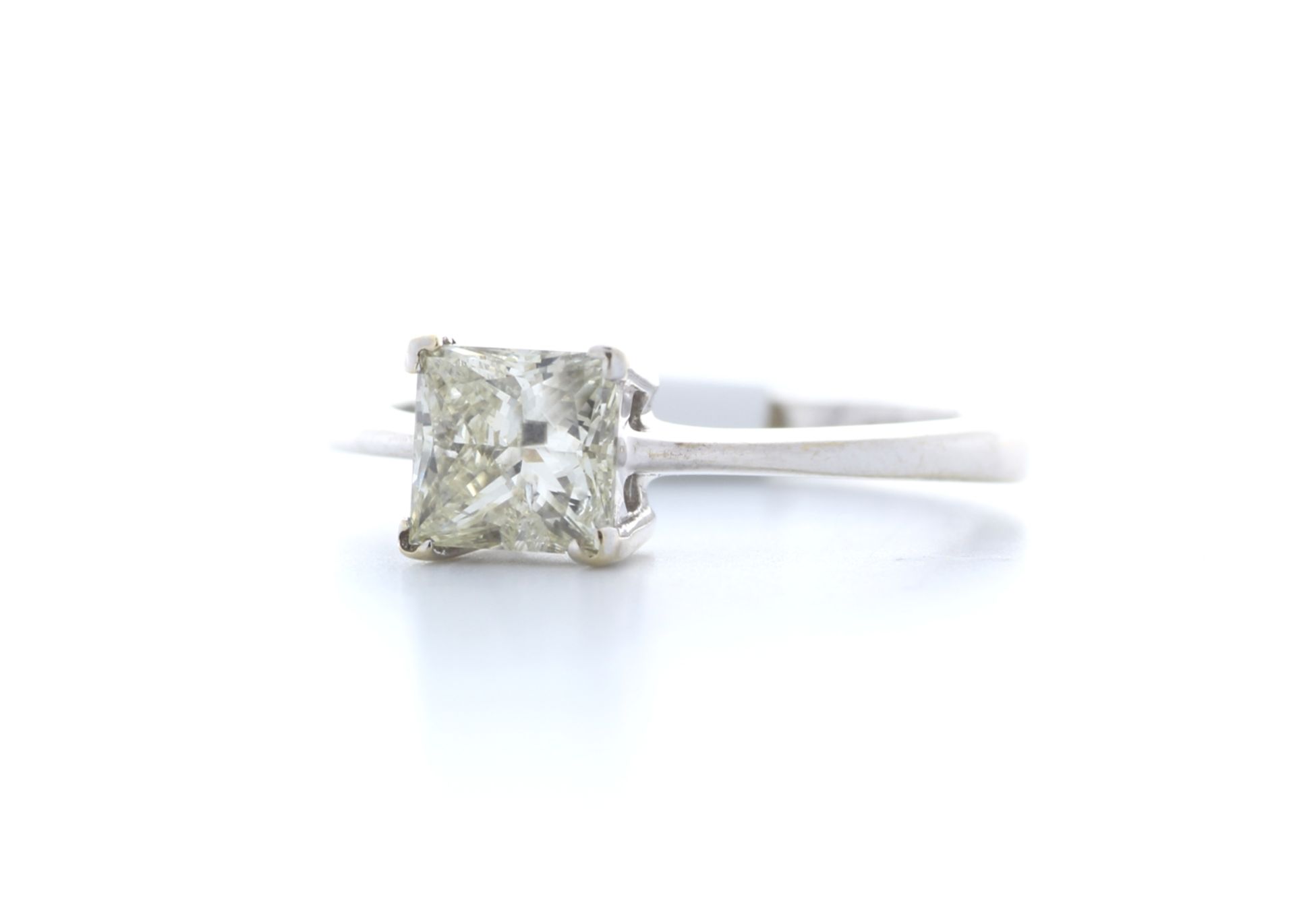 18k White Gold Single Stone Princess Cut Claw Set Diamond Ring 1.00 - Image 2 of 3