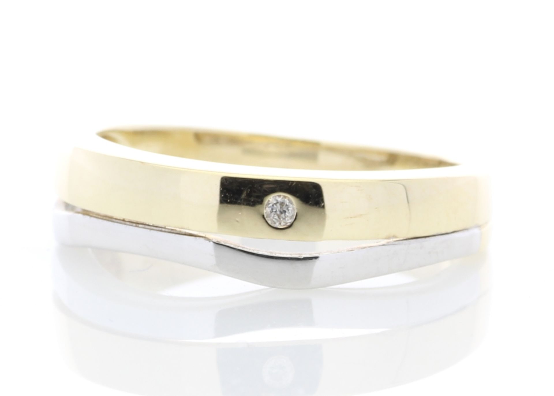 9ct Yellow Gold Single Stone Rub Over Set Diamond Ring 0.01