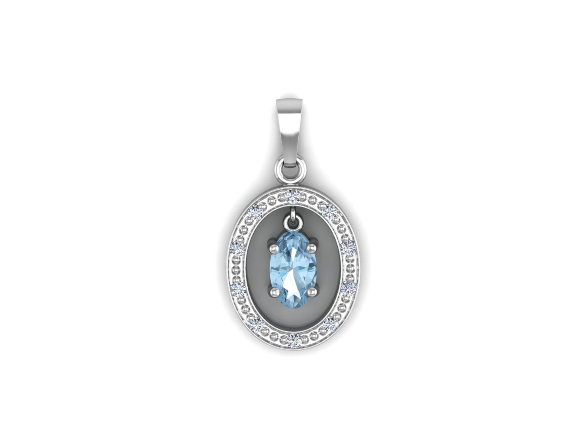 9ct White Gold Diamond And Blue Topaz Pendant 0.03