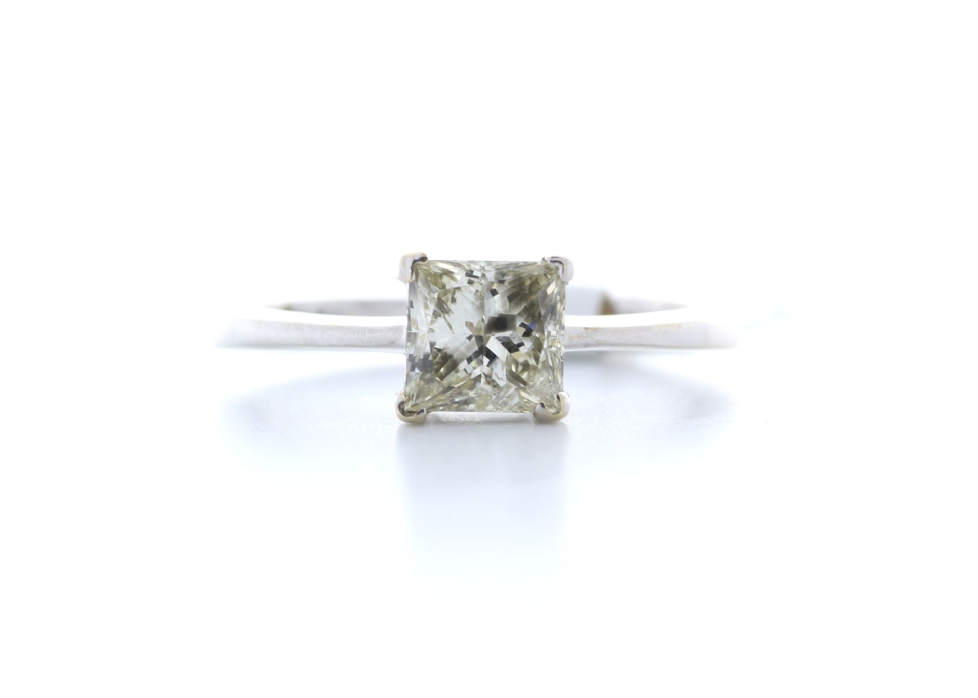 18k White Gold Single Stone Princess Cut Claw Set Diamond Ring 1.00
