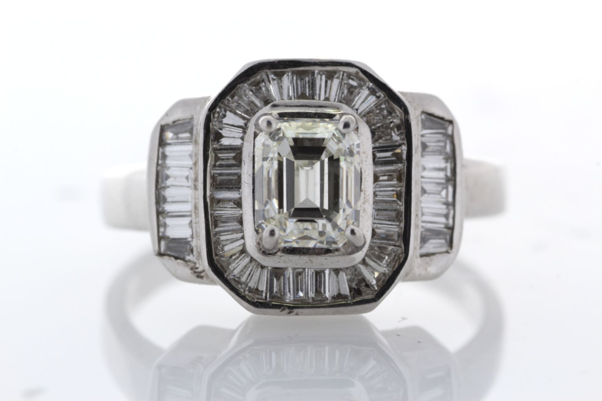 18ct White Gold Emerald Cut Bespoke Diamond Ring 2.02