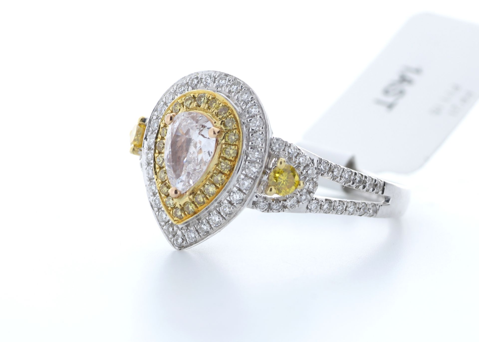 18k White Gold Pear Shape Natrual Pink With Double Halo Setting Ring 2.00 - Image 2 of 3