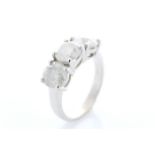 18ct White Gold Three Stone Claw Set Diamond Ring 3.72